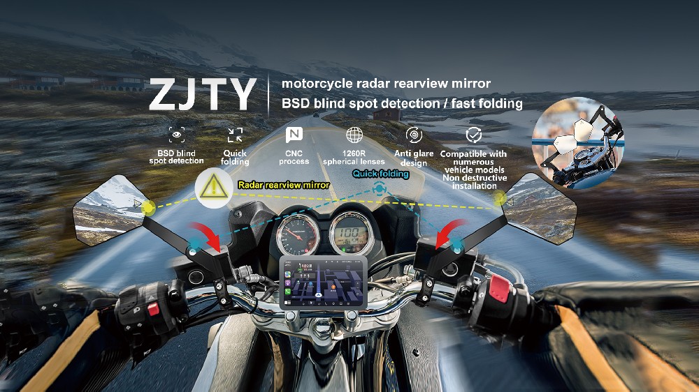 ZJTY motorcycle radar rearview mirror/quick folding